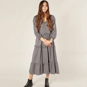 NWT Rylee + Cru Mabel Maxi Dress in Washed Indigo Ditsy size L